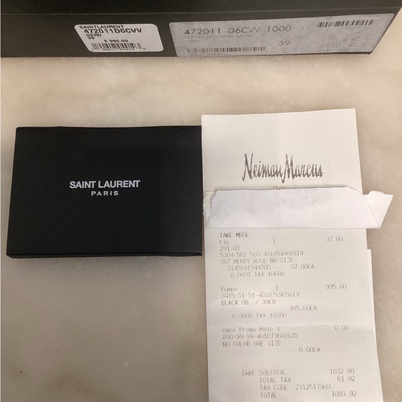 100% Authentic YSL “Opyum” Point Toe Black Patent Leather Logo Pumps - Picture 9 of 10